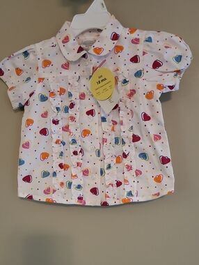 NWT Vintage white blouse with heart pattern